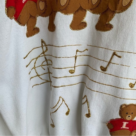 Vintage Crewneck Sweatshirt Puff Paint Handmade Bears Love Music Notes Size XL - Picture 4 of 6
